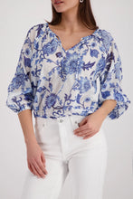 Load image into Gallery viewer, Monari Floral Blouse 410524 - Marine