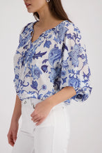 Load image into Gallery viewer, Monari Floral Blouse 410524 - Marine