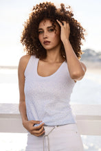 Load image into Gallery viewer, Monari Tee with Sequins 410615 - Sky Blue on White