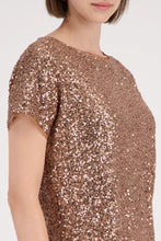 Load image into Gallery viewer, Monari Sequin Mesh Lined Tee 410724 - Mocca