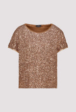 Load image into Gallery viewer, Monari Sequin Mesh Lined Tee 410724 - Mocca