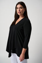 Load image into Gallery viewer, Joseph Ribkoff Asymmetric Tunic Top 161066NOS - Black