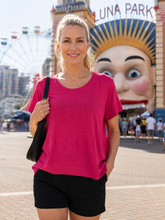 Load image into Gallery viewer, Foil Cotton In Tucks Tee CFO8703 - Flamingo