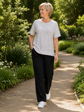 Load image into Gallery viewer, Lauren Soho Tee 13019aBW - White/Thin Black Stripe