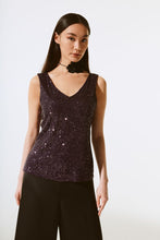 Load image into Gallery viewer, Joseph Ribkoff Sequined Top - Black Currant