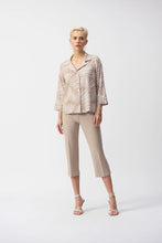 Load image into Gallery viewer, Joseph Ribkoff Seersucker Tropical Print Trapeze Jacket - Dune/White
