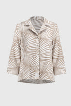 Load image into Gallery viewer, Joseph Ribkoff Seersucker Tropical Print Trapeze Jacket - Dune/White