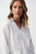 Load image into Gallery viewer, Joseph Ribkoff Seersucker Boxy High Low Top - White