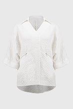 Load image into Gallery viewer, Joseph Ribkoff Seersucker Boxy High Low Top - White