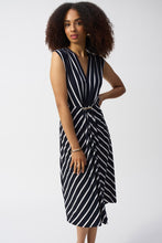 Load image into Gallery viewer, Joseph Ribkoff Silky Knit Stripe Fit and Flare Dress - Midnight Blue - Vanilla