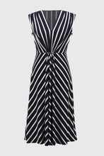 Load image into Gallery viewer, Joseph Ribkoff Silky Knit Stripe Fit and Flare Dress - Midnight Blue - Vanilla
