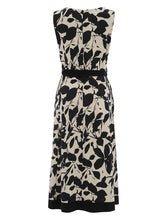Load image into Gallery viewer, Dolcezza Linen Leaf Print Dress 25148 - Beige Black