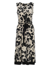 Load image into Gallery viewer, Dolcezza Linen Leaf Print Dress 25148 - Beige Black