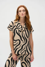Load image into Gallery viewer, Joseph Ribkoff Abstract Cowl Neck Top 252212 - Beige Black
