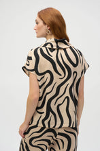 Load image into Gallery viewer, Joseph Ribkoff Abstract Cowl Neck Top 252212 - Beige Black