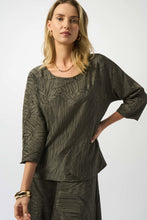 Load image into Gallery viewer, Joseph Ribkoff Pleated Satin Boxy Top 253002 - Avocado