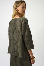 Load image into Gallery viewer, Joseph Ribkoff Pleated Satin Boxy Top 253002 - Avocado