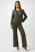 Load image into Gallery viewer, Joseph Ribkoff Foiled Faux Suede Fitted Jacket 253935 - Avocado