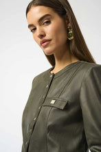Load image into Gallery viewer, Joseph Ribkoff Foiled Faux Suede Fitted Jacket 253935 - Avocado