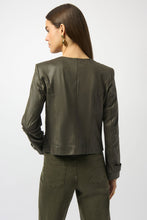 Load image into Gallery viewer, Joseph Ribkoff Foiled Faux Suede Fitted Jacket 253935 - Avocado