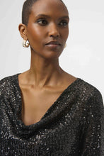 Load image into Gallery viewer, Joseph Ribkoff Sequined Silky Knit Top 254137 - Black/Black