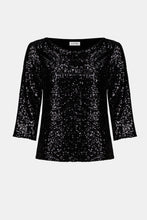 Load image into Gallery viewer, Joseph Ribkoff Sequined Silky Knit Top 254137 - Black/Black