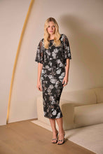 Load image into Gallery viewer, Joseph Ribkoff Sequin Embroidered Floral Print Pencil Skirt 254182