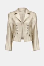 Load image into Gallery viewer, Joseph Ribkoff Leatherette Notched Collar Fitted Jacket 254925 - Soft Gold
