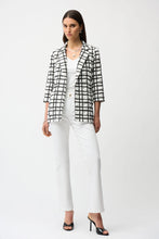 Load image into Gallery viewer, Joseph Ribkoff Jacquard Plaid Print Boxy Blazer With Notched Collar 261268 - Black White