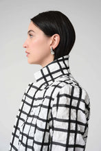 Load image into Gallery viewer, Joseph Ribkoff Jacquard Plaid Print Boxy Blazer With Notched Collar 261268 - Black White