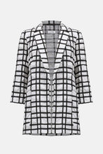 Load image into Gallery viewer, Joseph Ribkoff Jacquard Plaid Print Boxy Blazer With Notched Collar 261268 - Black White