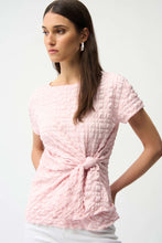 Load image into Gallery viewer, Joseph Ribkoff Bubble Jacquard Fitted Top With Sash Knot 261297 - Pink