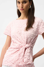 Load image into Gallery viewer, Joseph Ribkoff Bubble Jacquard Fitted Top With Sash Knot 261297 - Pink