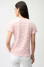 Load image into Gallery viewer, Joseph Ribkoff Bubble Jacquard Fitted Top With Sash Knot 261297 - Pink