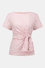 Load image into Gallery viewer, Joseph Ribkoff Bubble Jacquard Fitted Top With Sash Knot 261297 - Pink