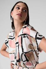 Load image into Gallery viewer, Joseph Ribkoff Satin Abstract Print Boxy Top With V-Neck 261308 - Multi