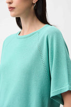 Load image into Gallery viewer, Joseph Ribkoff Sequins Yarn Short Sleeve Sweater 261917 - Seafoam