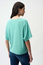 Load image into Gallery viewer, Joseph Ribkoff Sequins Yarn Short Sleeve Sweater 261917 - Seafoam