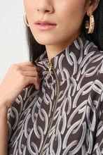 Load image into Gallery viewer, Joseph Ribkoff Recycled Woven Chain Print Boxy Top 263054 - Brown/Off White