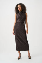 Load image into Gallery viewer, Joseph Ribkoff Pleated Satin Sleeveless Midi Dress 263147 - Mocha