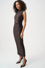 Load image into Gallery viewer, Joseph Ribkoff Pleated Satin Sleeveless Midi Dress 263147 - Mocha