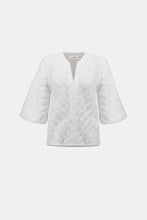 Load image into Gallery viewer, Joseph Ribkoff Textured Puff Sleeve V-Neck Top 264020 - Winter White