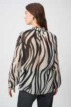 Load image into Gallery viewer, Joseph Ribkoff Animal Print Chiffon Blouse 264023 - Black Cream