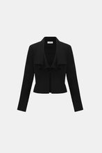 Load image into Gallery viewer, Joseph Ribkoff Draped Shawl Collar Cropped Blazer 264072 - Black