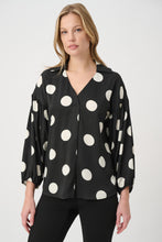 Load image into Gallery viewer, Joseph Ribkoff Polka Dot Satin Top - Black/White