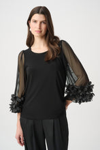 Load image into Gallery viewer, Joseph Ribkoff Embellished Sleeve Top 264189 - Black