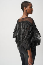 Load image into Gallery viewer, Joseph Ribkoff Crystal Organza Novelty Top 264941 - Black