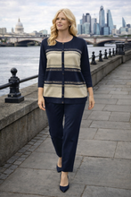 Load image into Gallery viewer, Kleio Rhinestone Gold Top 34714 - Navy Beige
