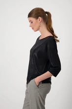 Load image into Gallery viewer, Monari Lacquered Round Neck Blouse 808121 - Black