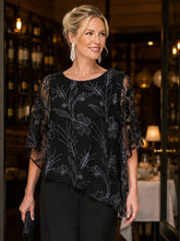 Load image into Gallery viewer, Kleio Silver Bloom Evening Top 61737 - Black and Silver